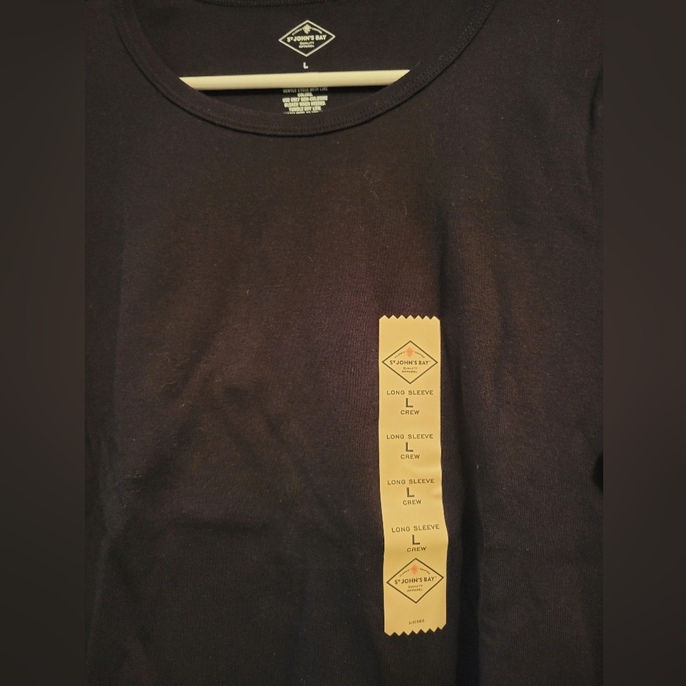 St. John's Bay Womens Long Sleeve Black Shirt - Large